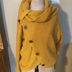 Cozy Mustard cross front Sweater